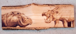 Hippos - Pyrography on cherry