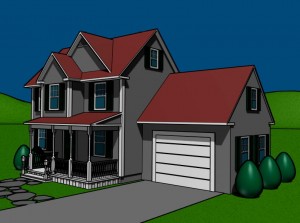 House model for a geothermal heating system video (alternate view)