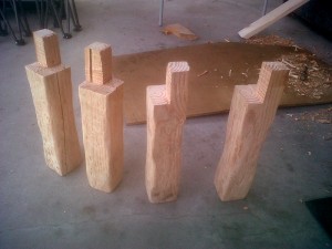 Pallet Coffee Table cut and stressed table legs