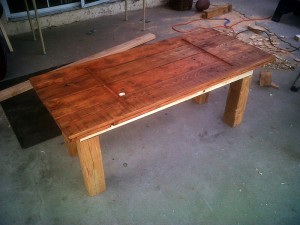 Test fitting the Pallet Coffee Table