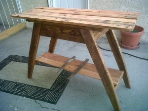 Pallet Console Table with the top assembled